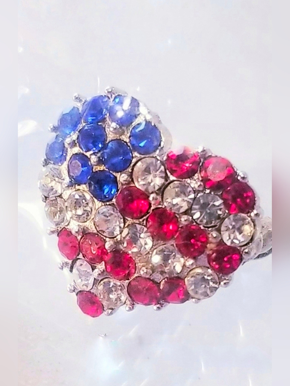 Patriotic American Flag Heart Brooch Pin  Vintage New In Package